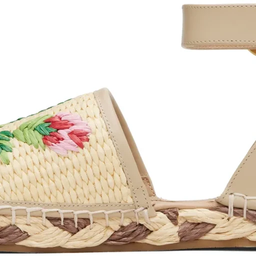 Polished Leather And Woven Faux Espadrilles