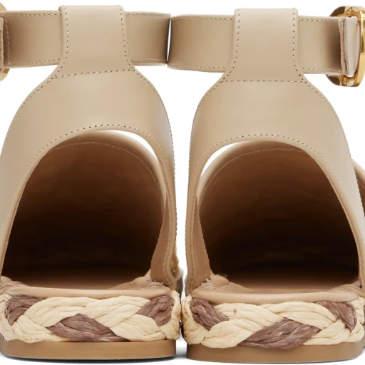 Polished Leather And Woven Faux Espadrilles