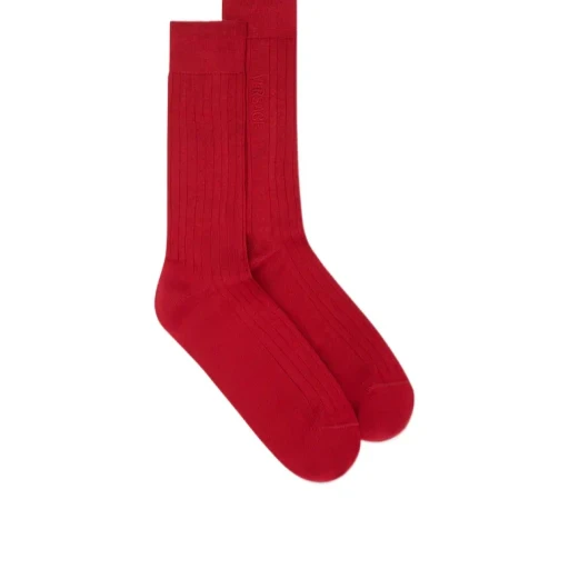Versace Logo Embroidered Socks
