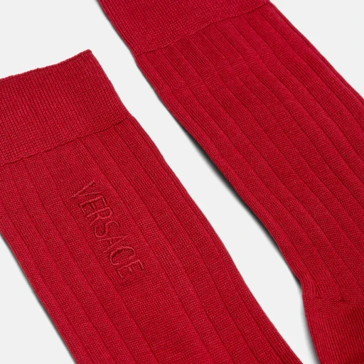 Versace Logo Embroidered Socks