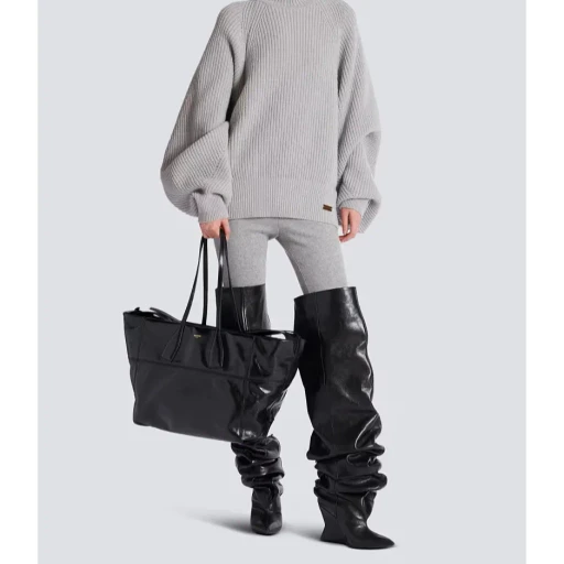 Track Zips Calfskin Tote Bag