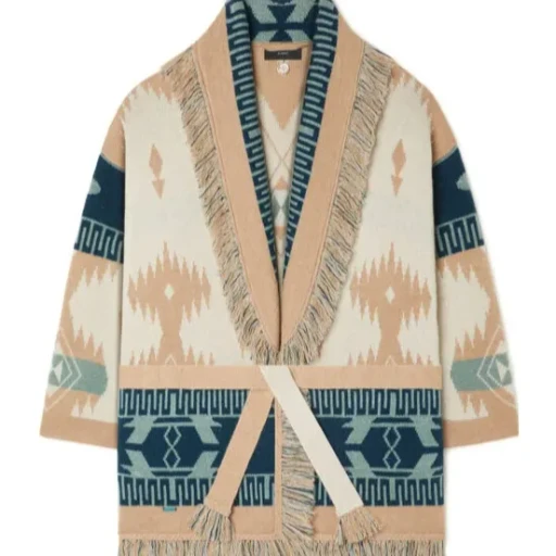 Alanui Icon Jacquard Fringed Belted Cardigan