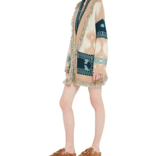 Alanui Icon Jacquard Fringed Belted Cardigan