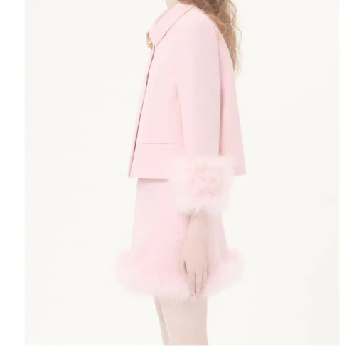 Crepe Couture Jacket With Feathers