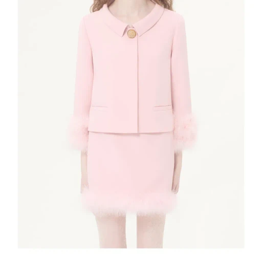 Crepe Couture Jacket With Feathers