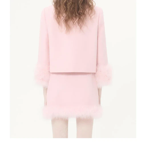 Crepe Couture Jacket With Feathers