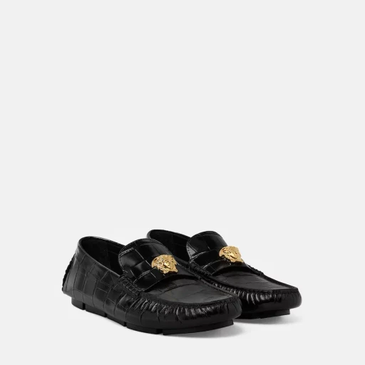 Versace Embossed Drivers Loafers