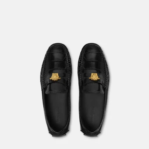 Versace Embossed Drivers Loafers