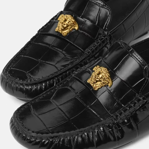 Versace Embossed Drivers Loafers