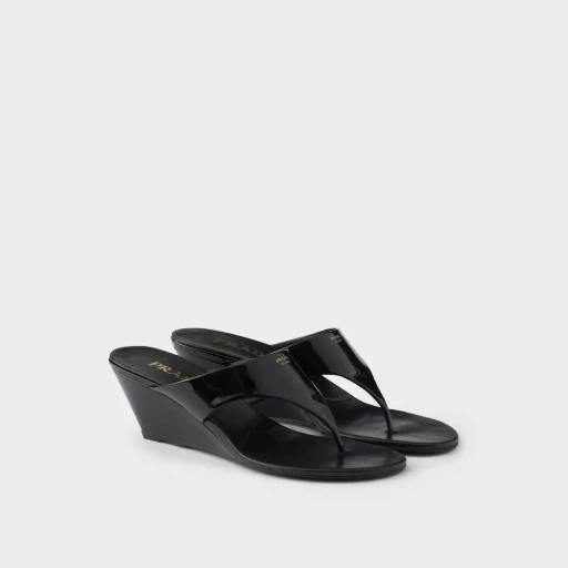 Patent-Leather Wedge Sandals