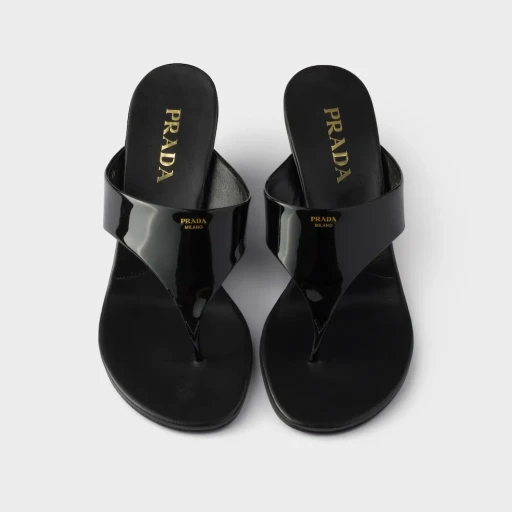 Patent-Leather Wedge Sandals