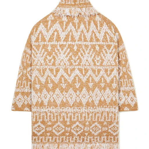 Send Beat Geometric-Pattern Fringed Cardi-Coat