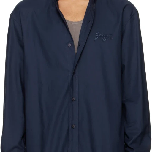 Balmain Collared Long-Sleeve Poplin Shirt