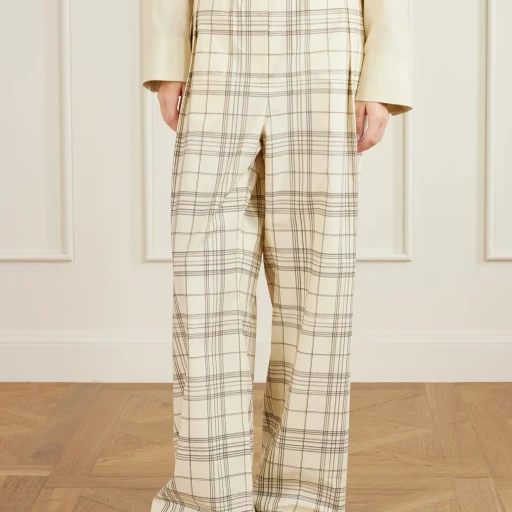 Plaid Wide-Leg Casual Pants