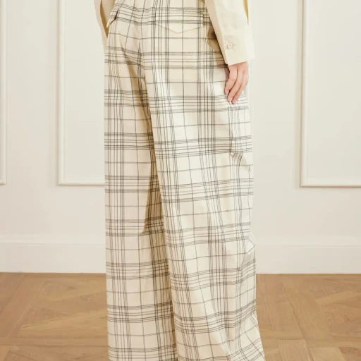 Plaid Wide-Leg Casual Pants