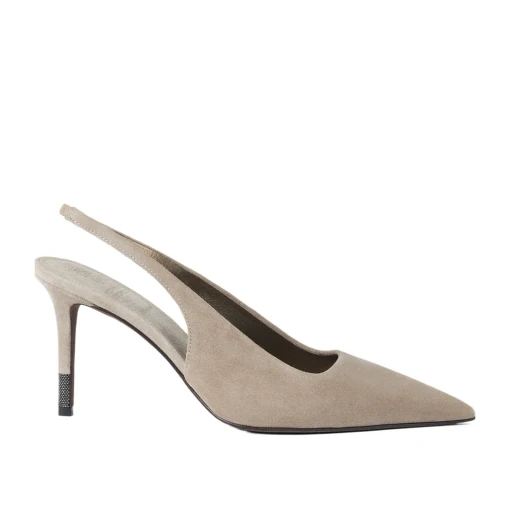 Suede Monili Slingback Pumps