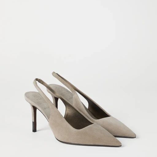 Suede Monili Slingback Pumps