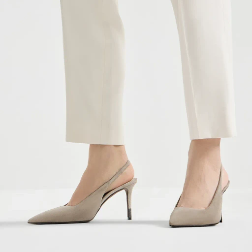 Suede Monili Slingback Pumps