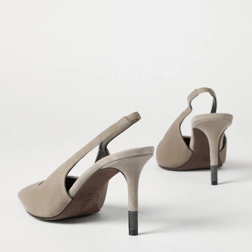 Suede Monili Slingback Pumps