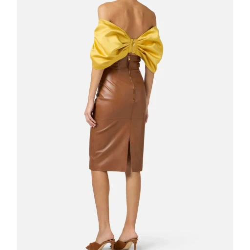 Elisabetta Franchi Logo Embossed Leather Skirt