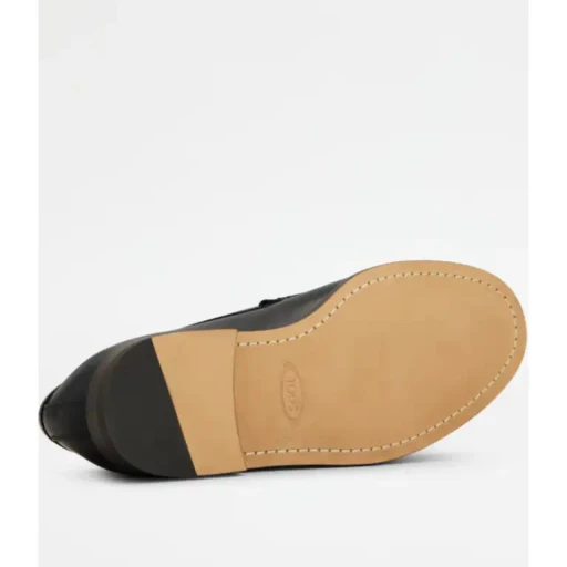 Embossed-Logo Leather Loafers