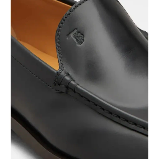Embossed-Logo Leather Loafers
