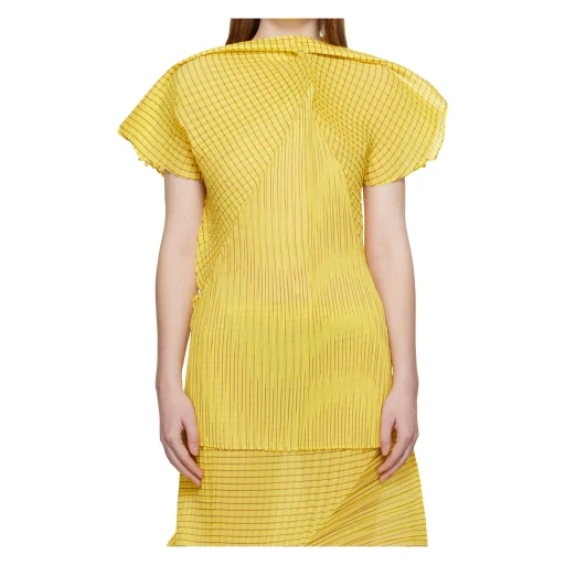 Pleated Semi-Transparent Plain Weave Cover-Up