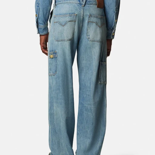 Versace Logo Patch Cargo Jeans