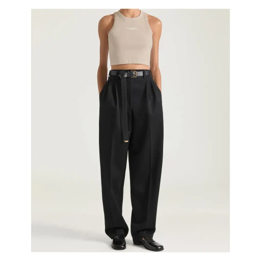 Cropped Tank Top In Cotton With Givenchy Paris Print
