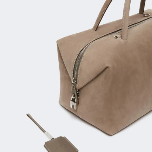 Large Nubuck Leather Boston Bag