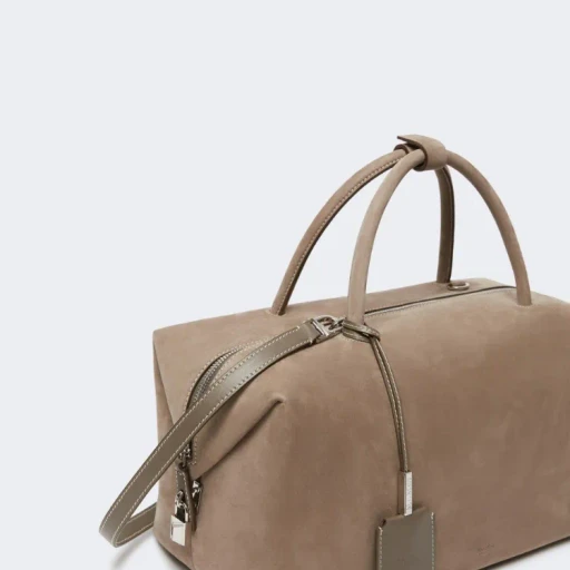 Large Nubuck Leather Boston Bag