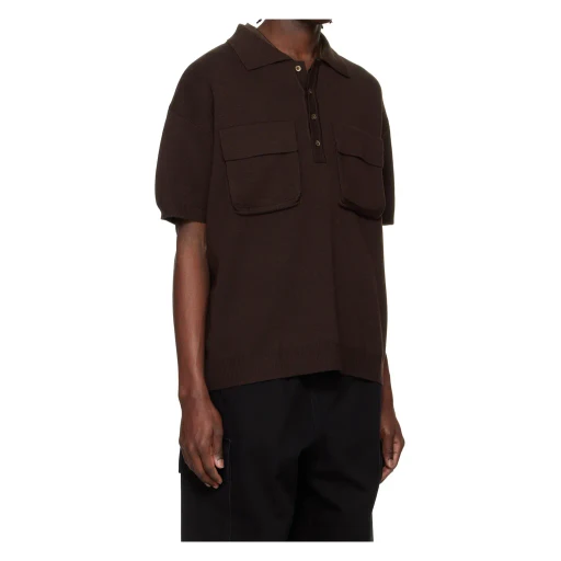 Wool Blend Short-Sleeved Polo Shirt