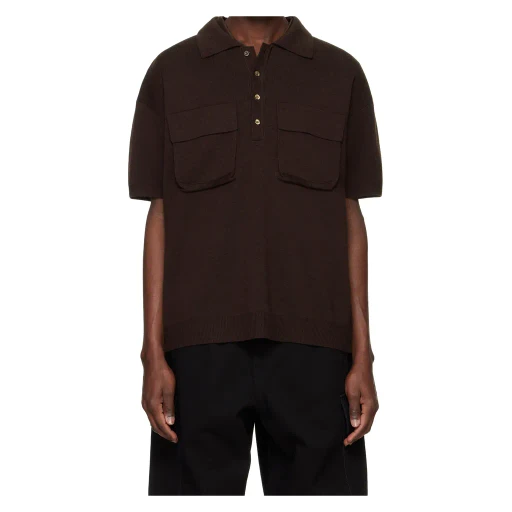 Wool Blend Short-Sleeved Polo Shirt