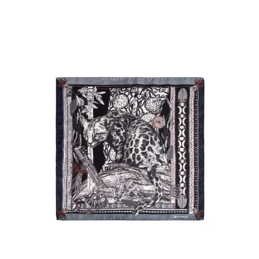 Etro Placed Leopard Printed Pocket Square