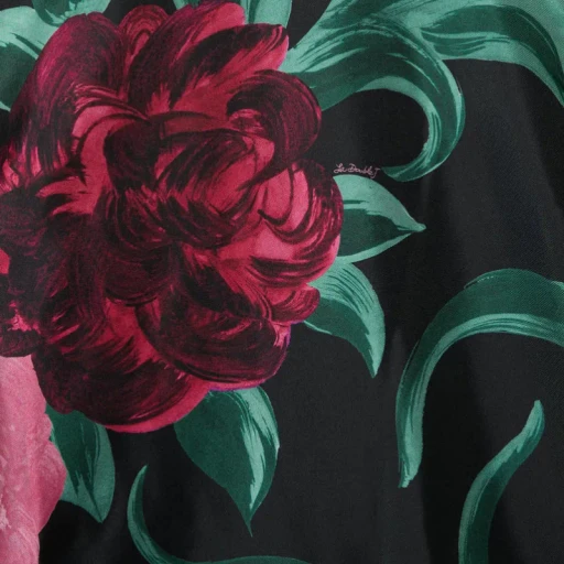 La Doublej Peony Print Silk Top