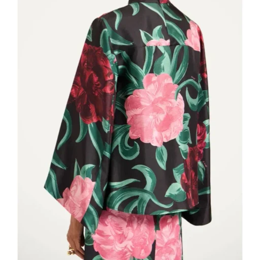 La Doublej Peony Print Silk Top