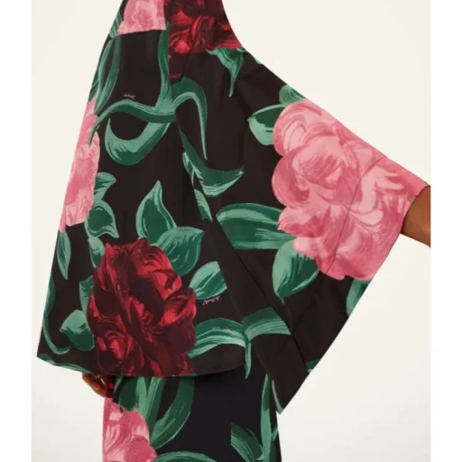 La Doublej Peony Print Silk Top