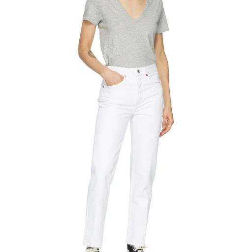 Re/Done High Rise Stove Pipe Cropped Jeans