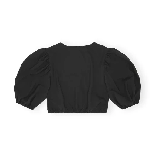 Ganni Puff Sleeved Cropped Top
