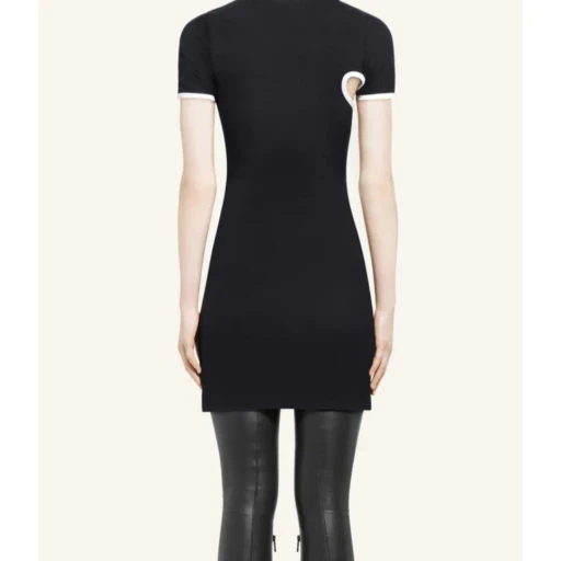CourrÈGes Asymmetric-Neck Contrasted Trim Mini Dress