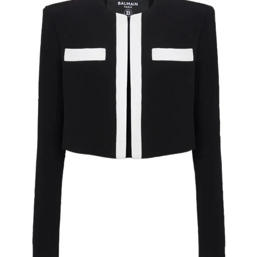 Balmain Two-Tone Crepe Spencer Jacket
