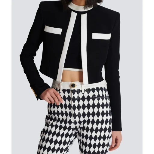 Balmain Two-Tone Crepe Spencer Jacket