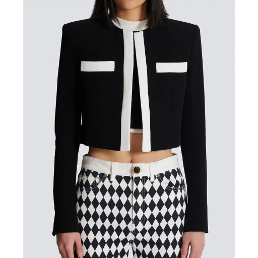 Balmain Two-Tone Crepe Spencer Jacket