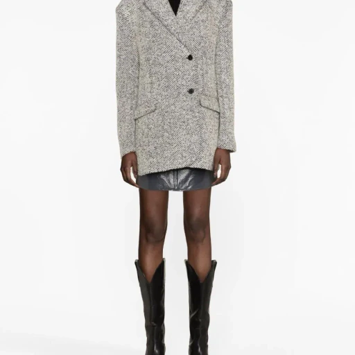Herringbone Blended Short Coat