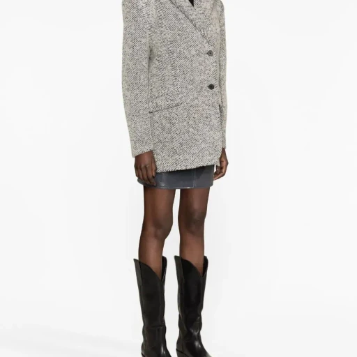 Herringbone Blended Short Coat