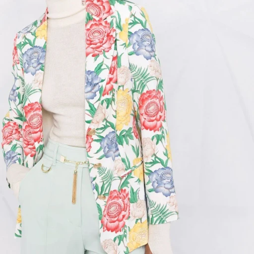 Floral-Print Single-Breasted Blazer