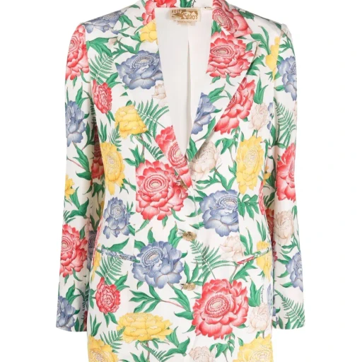 Floral-Print Single-Breasted Blazer