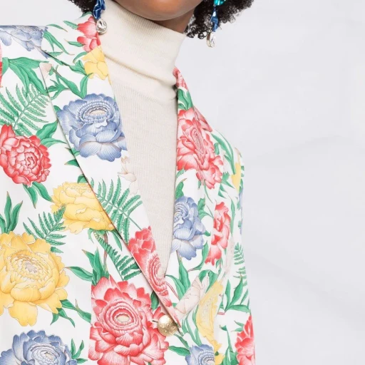 Floral-Print Single-Breasted Blazer