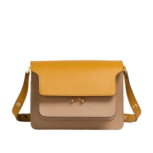 Tricolor Leather Medium Trunk Bag