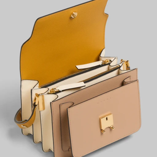 Tricolor Leather Medium Trunk Bag